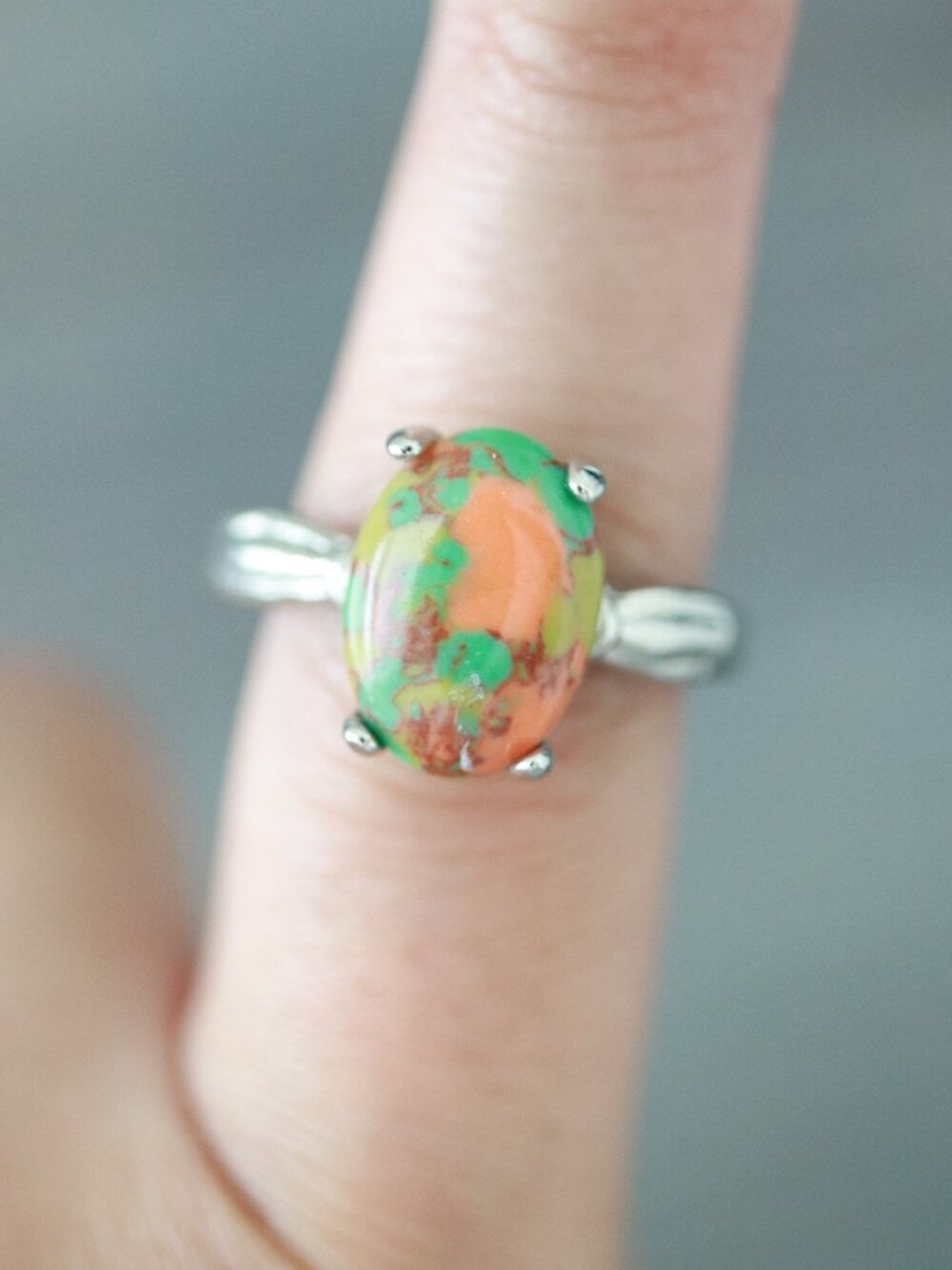 RGA8 Gemstone Ring Silver Plated